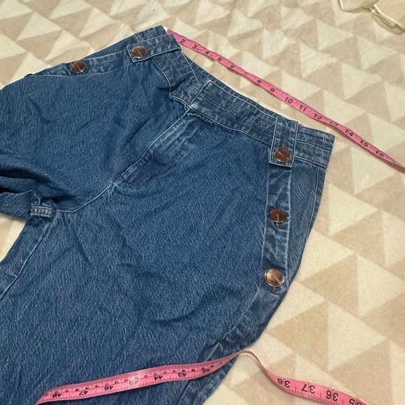 Tanya Taylor wide leg jeans slit hem button detail - Picture 4 of 5